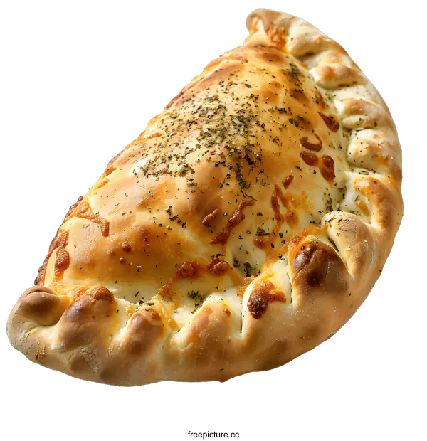 [Transparent Background PNG]Freshly Baked Calzone on White Background