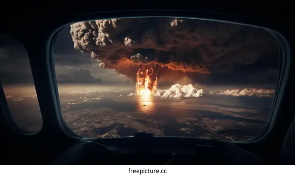 Nuclear explosion seen from airplane window