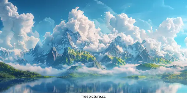 Majestic Mountain Range Cloud Landscape