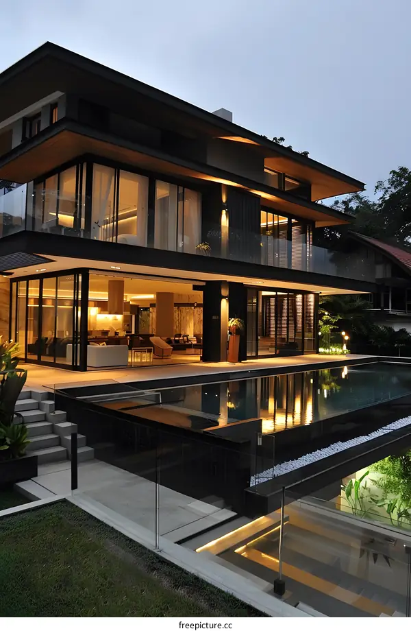 Modern Luxury Home With Swimming Pool And Patio