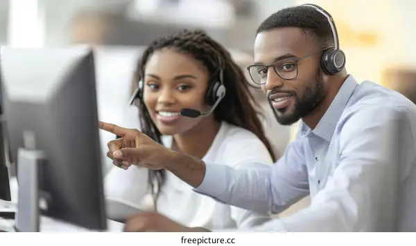 Customer service agents working together