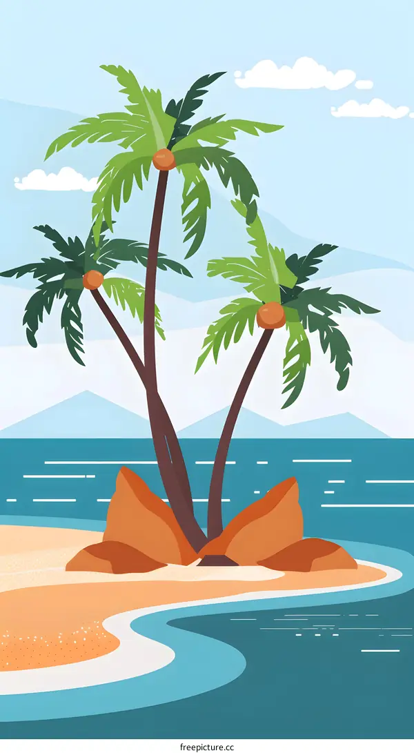 Tropical Palm Trees on a Sunny Beach