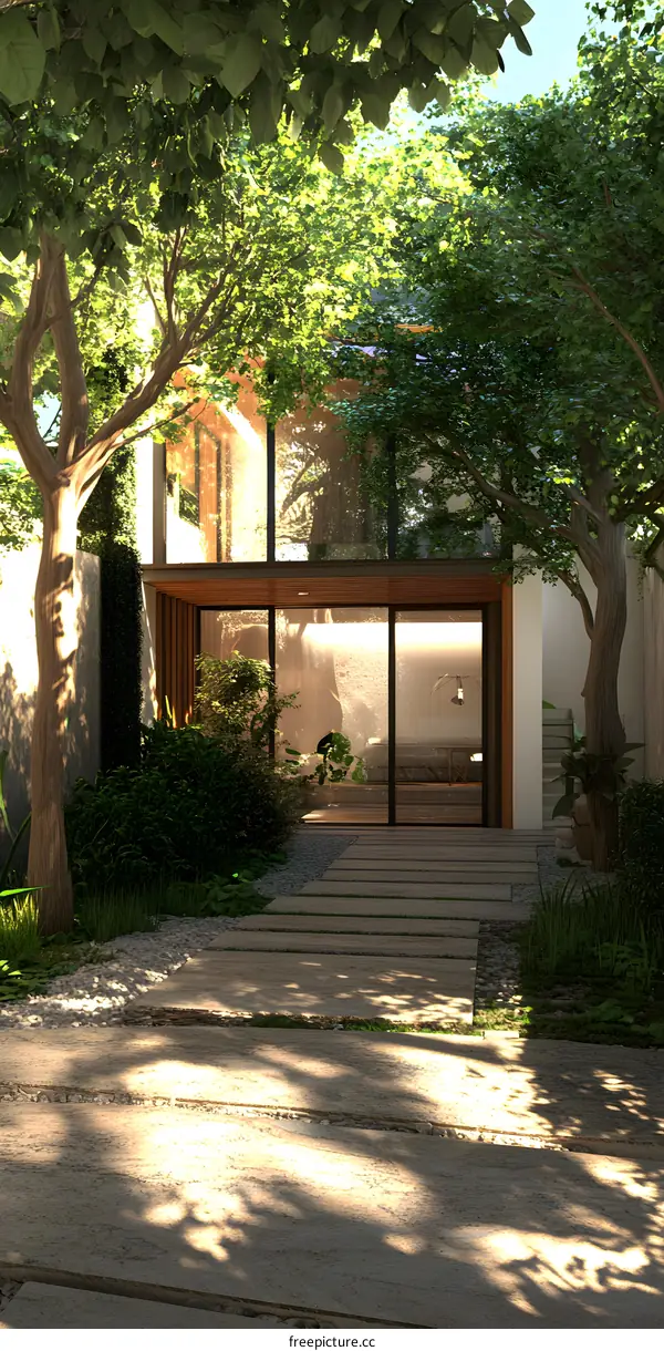 Modern House with a Patio and Greenery