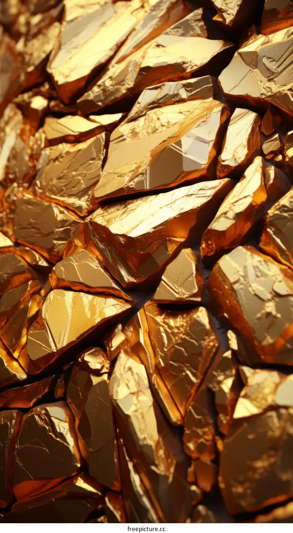 Golden cracked rock texture