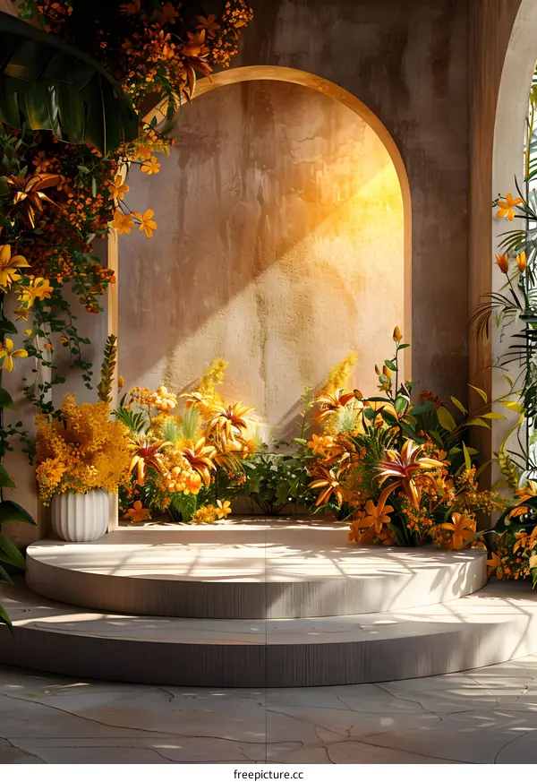 Floral Arrangement in Arched Doorway