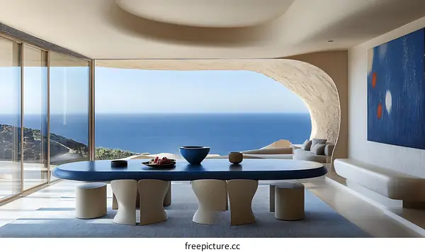 Modern Coastal Dining Room with Panoramic Views