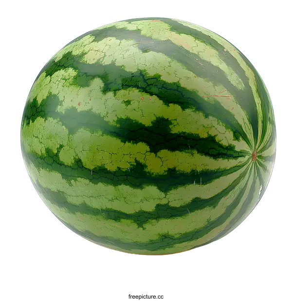 [Transparent Background PNG]A large green watermelon on a white background