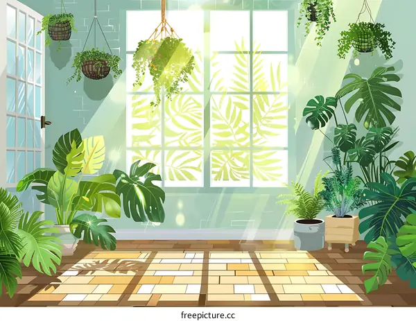 Green House Plants In Sunlight