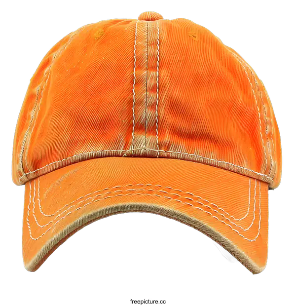 [Transparent Background PNG]Orange Baseball Cap with White Stitching