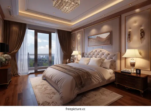 Modern European Bedroom Interior Design Rendering