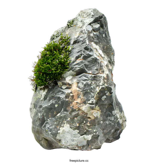 [Transparent Background PNG]Green Moss Growing On Large Stone