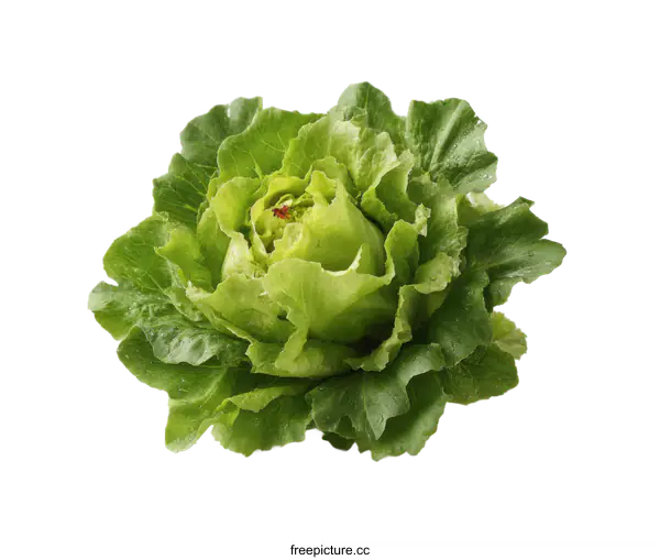 [Transparent Background PNG]Fresh Green Iceberg Lettuce Head Isolated on White Background