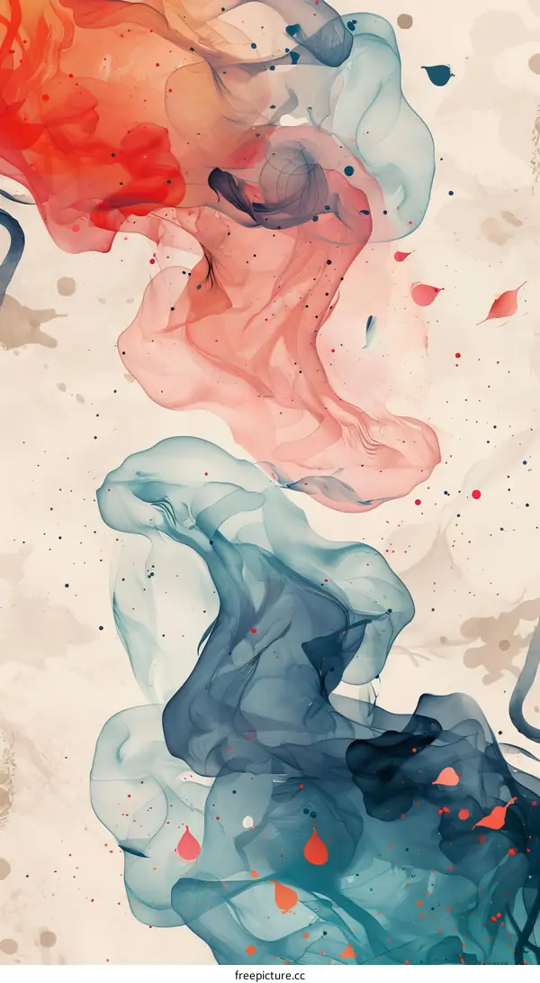 Abstract Fluid Art: Blue and Red Shapes