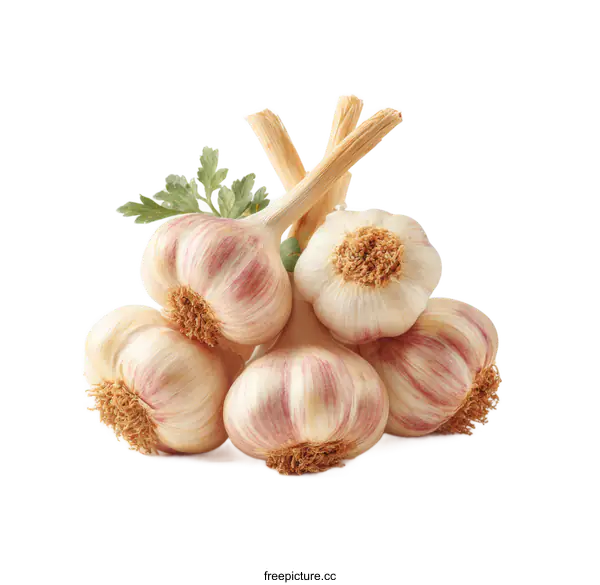 [Transparent Background PNG]Close-up of Fresh Garlic Heads