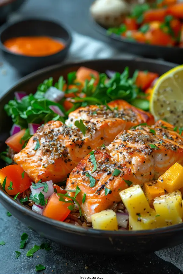 Delicious and Healthy Salmon Dinner with Vegetables