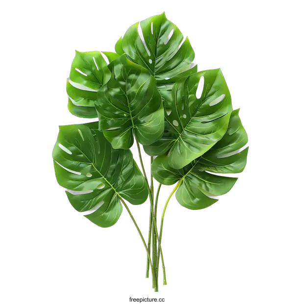 [Transparent Background PNG]bouquet of green monstera leaves