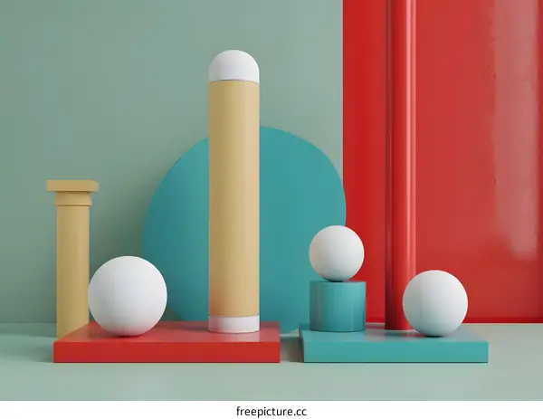 Abstract 3D Geometric Shapes in Minimalist Style