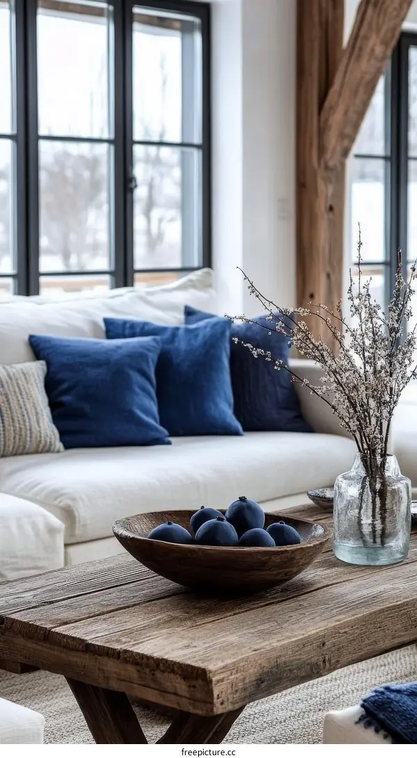 Cozy Living Room Decor with Rustic Coffee Table