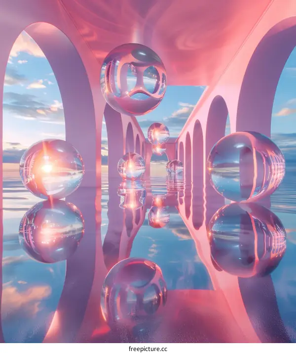 Pink Floating Spheres in Surreal Space