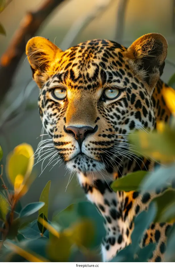 A Close-up Portrait of a Beautiful Leopard in the Wild