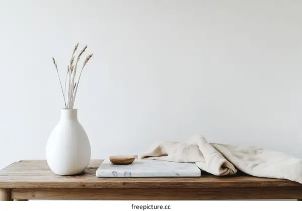 Simple Minimalist Home Decor Featuring a Vase and Linen Fabric