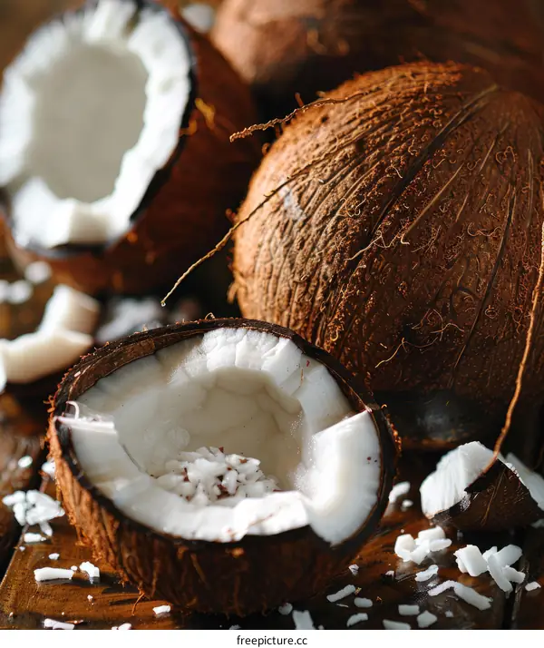 Close-up of Coconut: Texture, Health Benefits