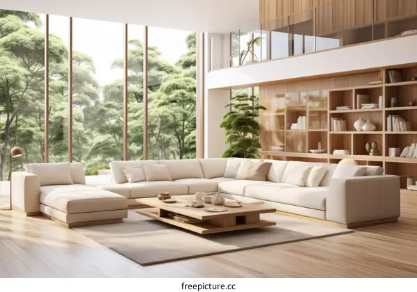 Bright and Airy Modern Living Room with Large Windows