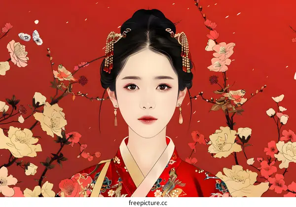 Portrait of a young woman in traditional Chinese dress