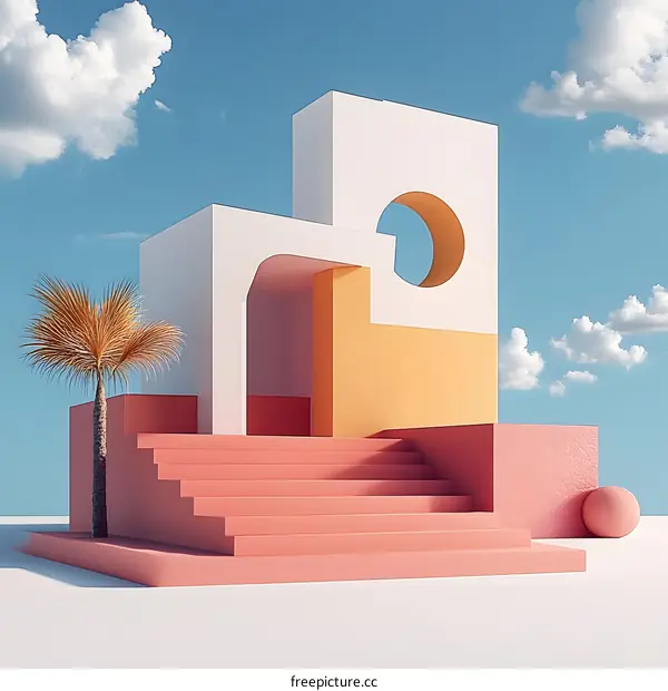 Abstract Geometric Shapes  Architecture Palm Tree  Summer Design