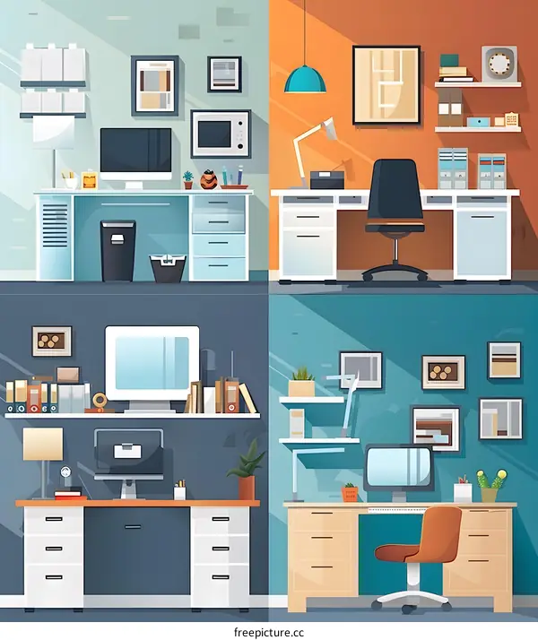 Four Different Workspaces Illustration