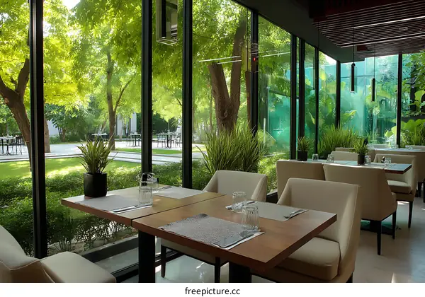 Modern Cafe with Garden View Dining