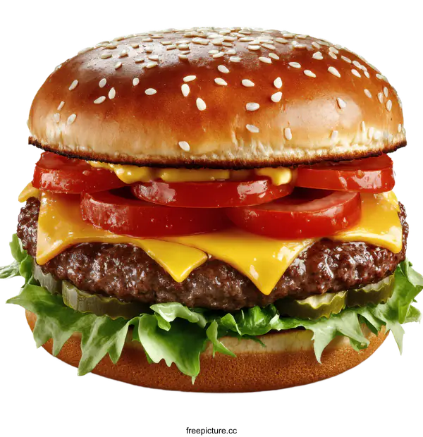 [Transparent Background PNG]Delicious Cheese Burger with Toppings
