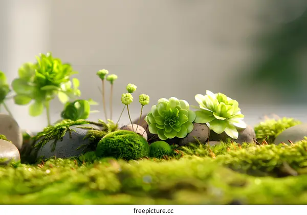 Green Moss and Stones Garden Design