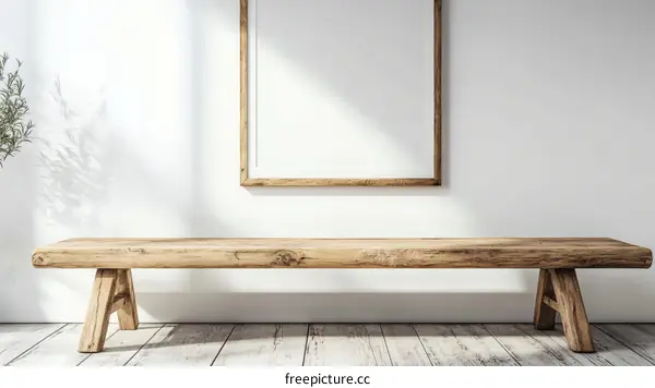 Modern Minimalist Wooden Bench with Empty Frame