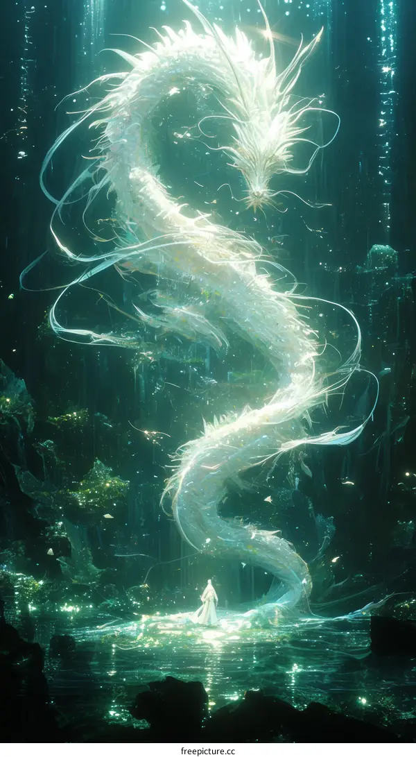 White Dragon in the Mystical Cave