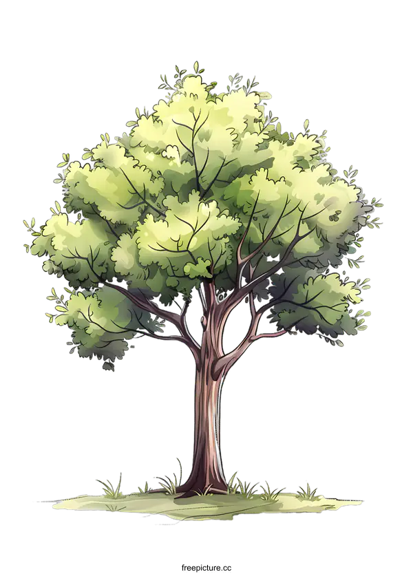 [Transparent Background PNG]Green Tree Illustration on White Background