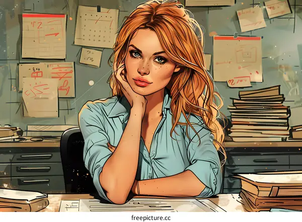 portrait of a beautiful woman in an office