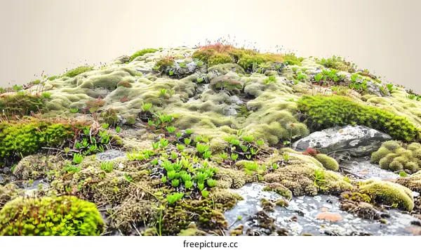 Close Up View of Green Moss Covered Rocks