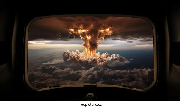 Nuclear explosion seen from the cockpit of an airplane