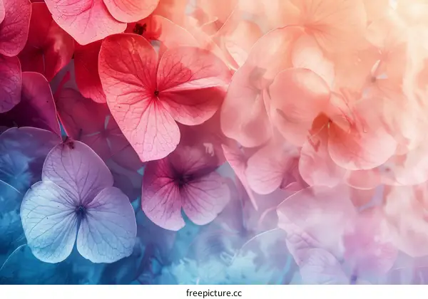 Multicolored Hydrangea macrophylla Flower Petals