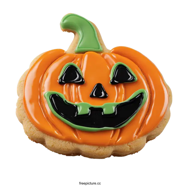 [Transparent Background PNG]Halloween Pumpkin Shaped Cookie Decorated