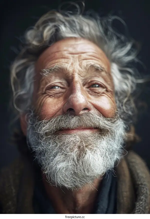 Close Up Portrait of a Senior Man with a Long White Beard