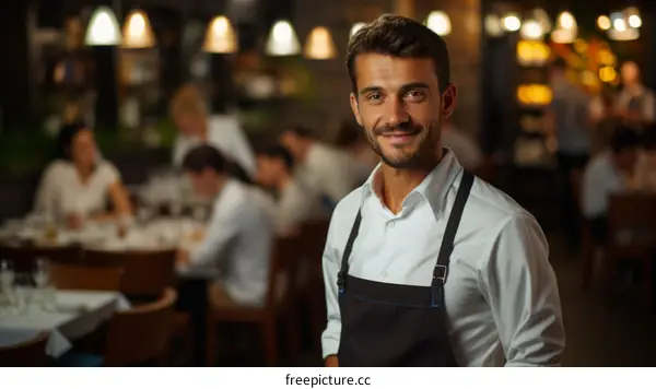 Portrait of a male waiter in a restaurant