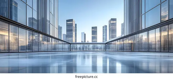 Modern Cityscape Empty Plaza Illustration