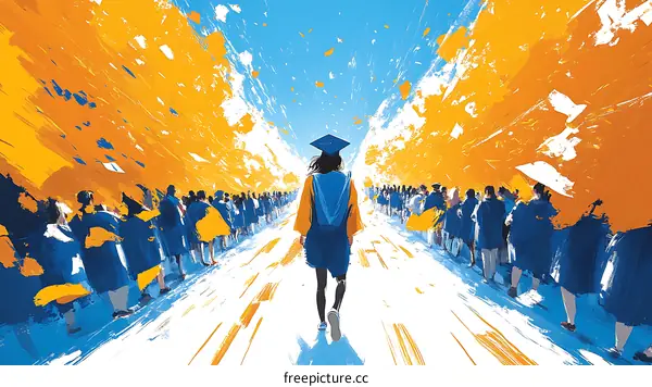 Graduation Day  Crowd  Abstract Painting