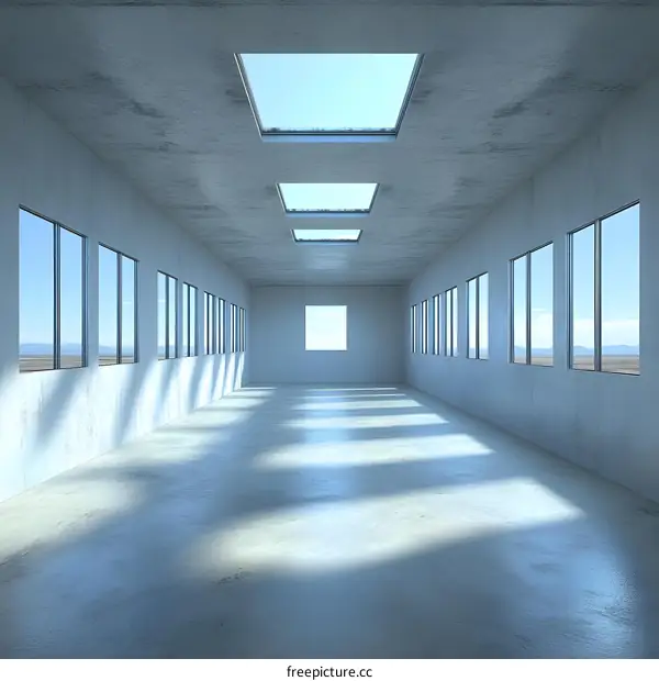 Empty Room With Skylight And Windows