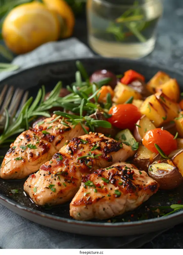 Grilled Salmon with Roasted Vegetables