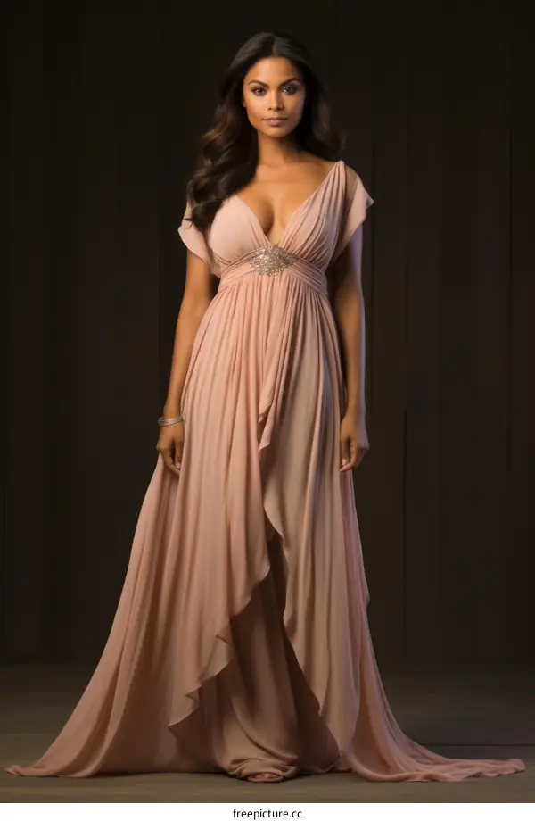 Elegant woman in evening gown