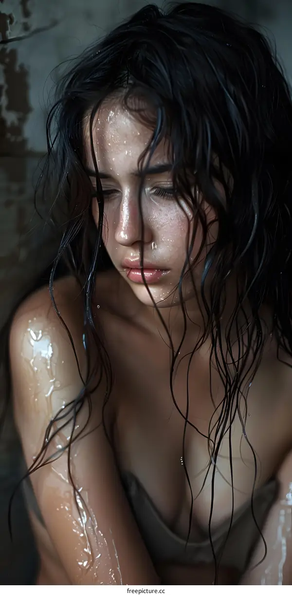 portrait of a young woman with wet hair