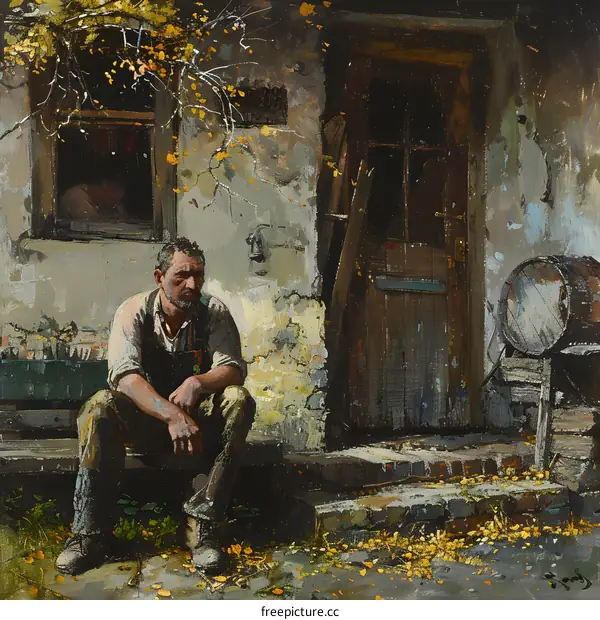 An artist paints in his studio